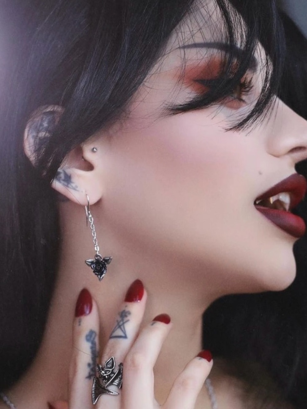 New!  Black Rose Dropper Earrings by Alchemy of England